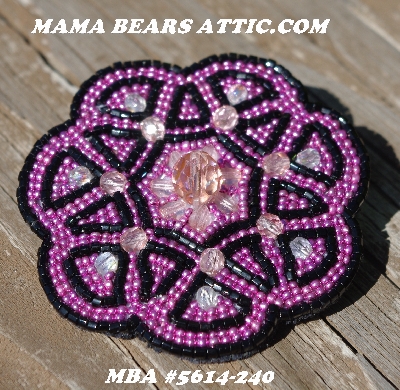 MBA #5614-240  "Metallic Pink & Black Glass Bead Brooch"