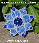 MBA #5614-370 "Pearl White & Blue Glass Bead Flower Brooch"