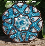 MBA #5616B-149 "Aqua Blue & Pearl White Glass Bead Brooch"