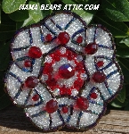 MBA #5616B-193  "Ruby Red & Clear Luster Glass Bead Brooch"