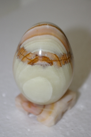 +MBA #11-141  Beautiful  Onyx High Polished Egg With Matching Stand