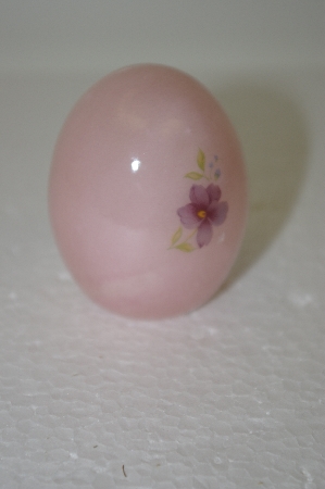 +MBA #11-103   1980's Pink Rose Quartz Egg With Floral Decal