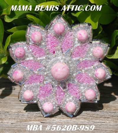 MBA #5620B-989  "Pink Riverstone Beads & Clear Luster"