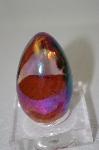 +MBA #11-136  "1986 Hand Crafted Red & Peacock Blue Art Glass Egg