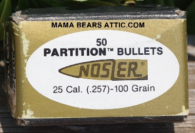 MBA #5624-1381  " #16317 1990's Nosler 50 Partition Bullets 25 Cal. (257)-100 Grain"