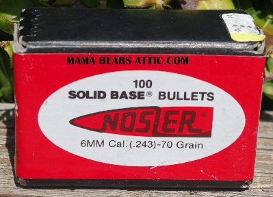 MBA #5624-1402   "Vintage Nosler 100 Solid Base Boat Tail 6MM/70 Gr Ballistic Tip #39532"