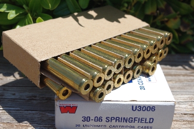 MBA #5625-1579   "1990's Winchester Western (2) Boxes Of 20 Center Fire Cartridge Cases 30-06 Springfield Un-primed #U3006"