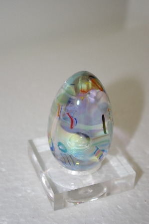 +MBA #11-180  1986 Clear & Multi Glass Hand Made Egg