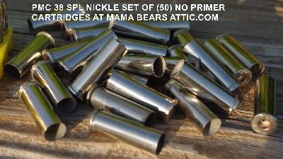 MBA #5626B-1792  "1990's PMC 38 SPL Nickel Set Of (50) No Primer Shell Casings"