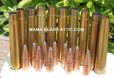 MBA #5626B-1908  "1990's Set Of (10) Brass W-W Super 375 H&H Mag Spent Shell Casings & 10 Copper Jacket Bullet Tips"