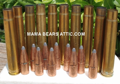 MBA #5626B-1908  "1990's Set Of (10) Brass W-W Super 375 H&H Mag Spent Shell Casings & 10 Copper Jacket Bullet Tips"