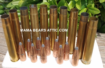 MBA #5626B-1908  "1990's Set Of (10) Brass W-W Super 375 H&H Mag Spent Shell Casings & 10 Copper Jacket Bullet Tips"