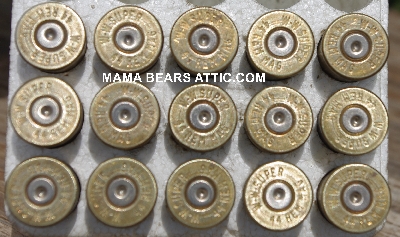 MBA #5626B-1921  "1987 & 1990's  Set Of (15) Brass W-W Super 44 Rem Mag Spent Shell Casings & (15) 44 Cal Bullet Tips"