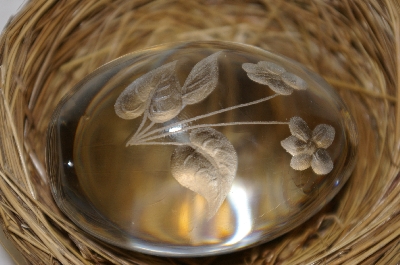+MBA #11-084  Hand Etched Clear Crystal Egg From The Late 1970's