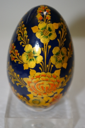 +MBA #11-329  1990's Floral Covered & Hand Painted Wooden Egg From India