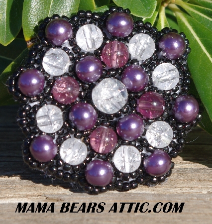 MBA #5628B-2582  "Crackle Glass Purple & Black"