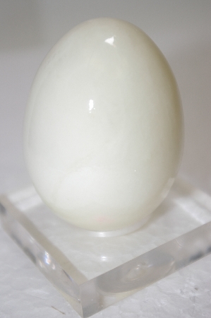 +MBA #11-393  Soild White Hand Cut & Polished Marble Egg
