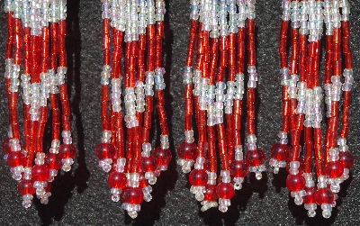 MBA #5631B-3418  "Luster Red Set Of 6 Glass Bead Fringe Pins"