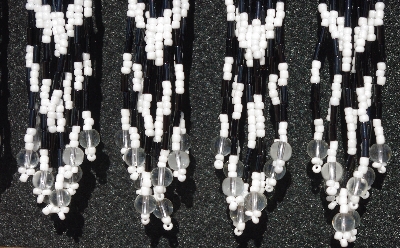 MBA #5631B-3412  "Black & White Set Of 6 Glass Bead Fringe Pins"