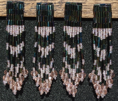 MBA #5631B-3406  "Metallic Iris & Rose Pink Set Of 6 Glass Bead Fringe Pins"