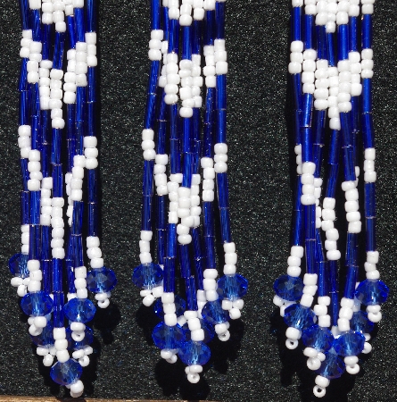MBA #5631B-3383 "Blue & White Set Of 6 Glass Bead Fringe Pins"