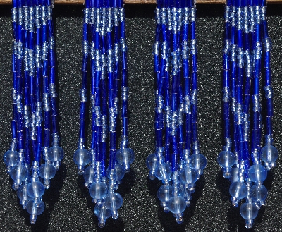 MBA #5631B-3333  "Blue Set Of 6 Glass Bead Fringe Pins"
