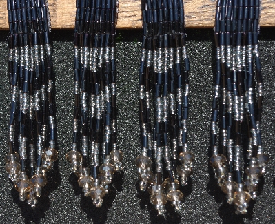 MBA #5631B-3327 "Black & Grey Set Of 6 Glass Bead Fringe Pins"