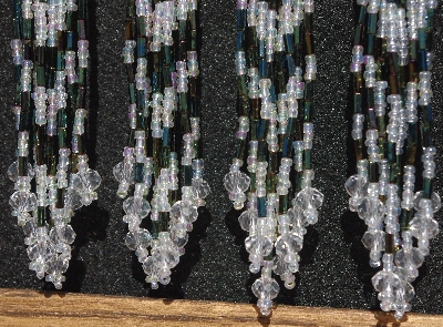 MBA #5631B-3326  "Metallic Iris & Clear Set Of 6 Glass Bead Fringe Pins"
