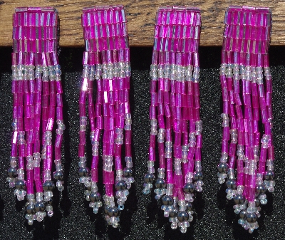 MBA #5631B-3317 "Hot Pink Set Of 6 Glass Bead Fringe Pins"