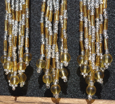 MBA #5633B-3303  "Gold & Clear Set Of 6 Glass Bead Fringe Pins"