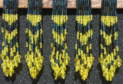 MBA #5631B-3295 "Metallic Iris & Yellow Set Of 6 Glass Bead Fringe Pins"