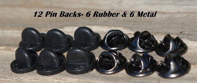 MBA #5631B-3286  "Black & Aqua Blue Set Of 6 Glass Bead Fringe Pins"