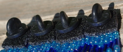 MBA #5631B-3286  "Black & Aqua Blue Set Of 6 Glass Bead Fringe Pins"