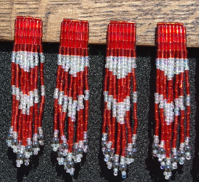 MBA #5631B-3280  "Red & Clear Set Of 6 Glass Bead Fringe Pins"