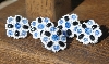 MBA #5632A-3473  "Black, White & Blue Set Of 5 Glass Bead Mini Brooch Pins"