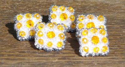 MBA #5632A-3477  "Orange & Clear Glass Bead Set Of 5 Mini Brooch Pins"