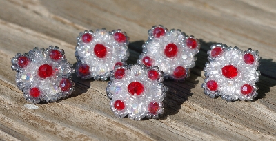 MBA #5632A-3483  "Red & Clear Set Of 5 Mini Brooch Pins"