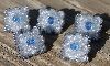 MBA #5632A-3493  "Blue & Clear Set Of 5 Glass Bead Mini Brooch Pins"