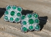 MBA #5632A-3496  "Green & Clear Set Of 5 Glass Bead Mini Brooch Pins"