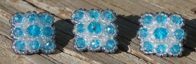 MBA #5632A-3535  "Aqua Blue Glass Bead Set Of 5 Mini Brooch Pins"