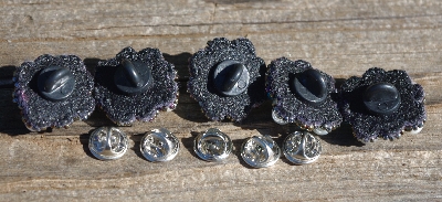 MBA #5632A-3561  "Purple & Clear Glass Bead Set Of 5 Mini Brooch Pins"