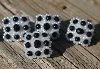 MBA #5632B-3592  "Black & White Set Of 5 Glass Bead Mini Brooch Pins"