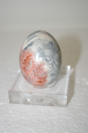 +MBA #11-188  Rusty Red & Grey Hand Cut & Polished Gemstone Egg