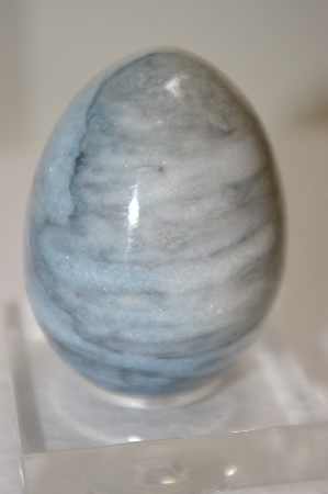 +MBA #11-358  Shades Of Grey & Blue Hand Cut & Polished Marble Egg