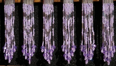 MBA #5633A-1438  "Lavender & Silver Set Of 6 Glass Bead Fringe Pins"