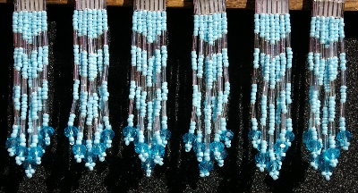 MBA #5633A-1458  "Blue & Silver Set Of 6 Glass Bead Fringe Pins"