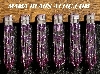 MBA #5633A-1488  "Purple & Silver Set Of 6 Glass Bead Fringe Pins"