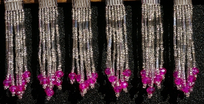 MBA #5633A-1500  "Fuchsia & Silver Set Of Glass Bead Fringe Pins"