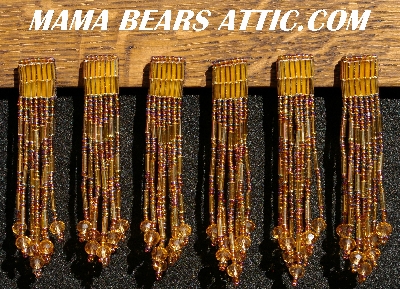 MBA #5633A-1515  "Lavender & Gold Set Of 6 Glass Bead Fringe Pins"
