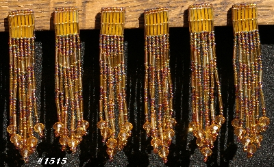 MBA #5633A-1515  "Lavender & Gold Set Of 6 Glass Bead Fringe Pins"